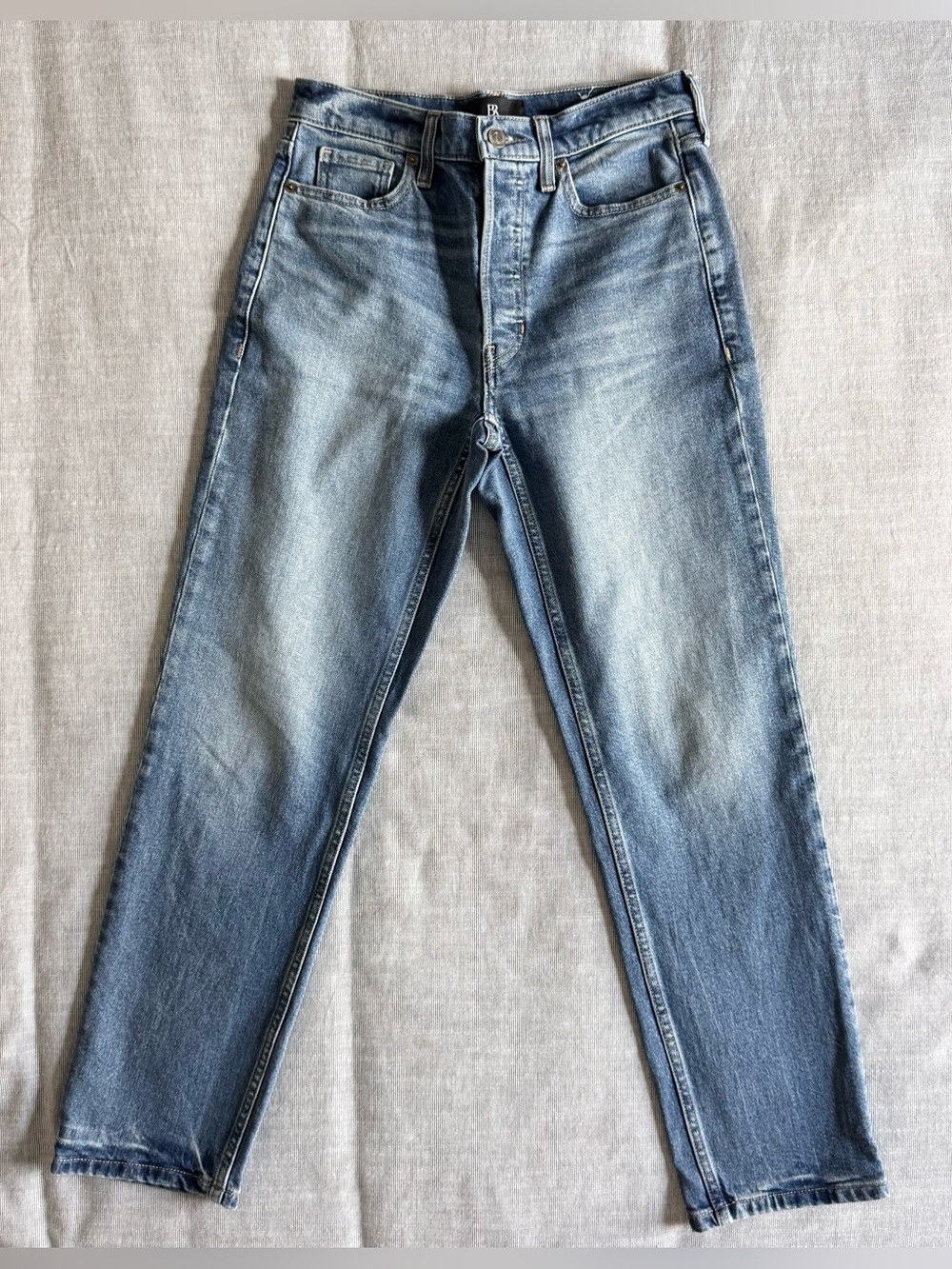 Banana Republic High-Waisted Button Fly Straight Wash Jeans, Size 26